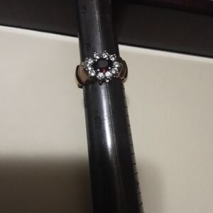 Elegant Ruby Red and Gold Tone Women's Ring